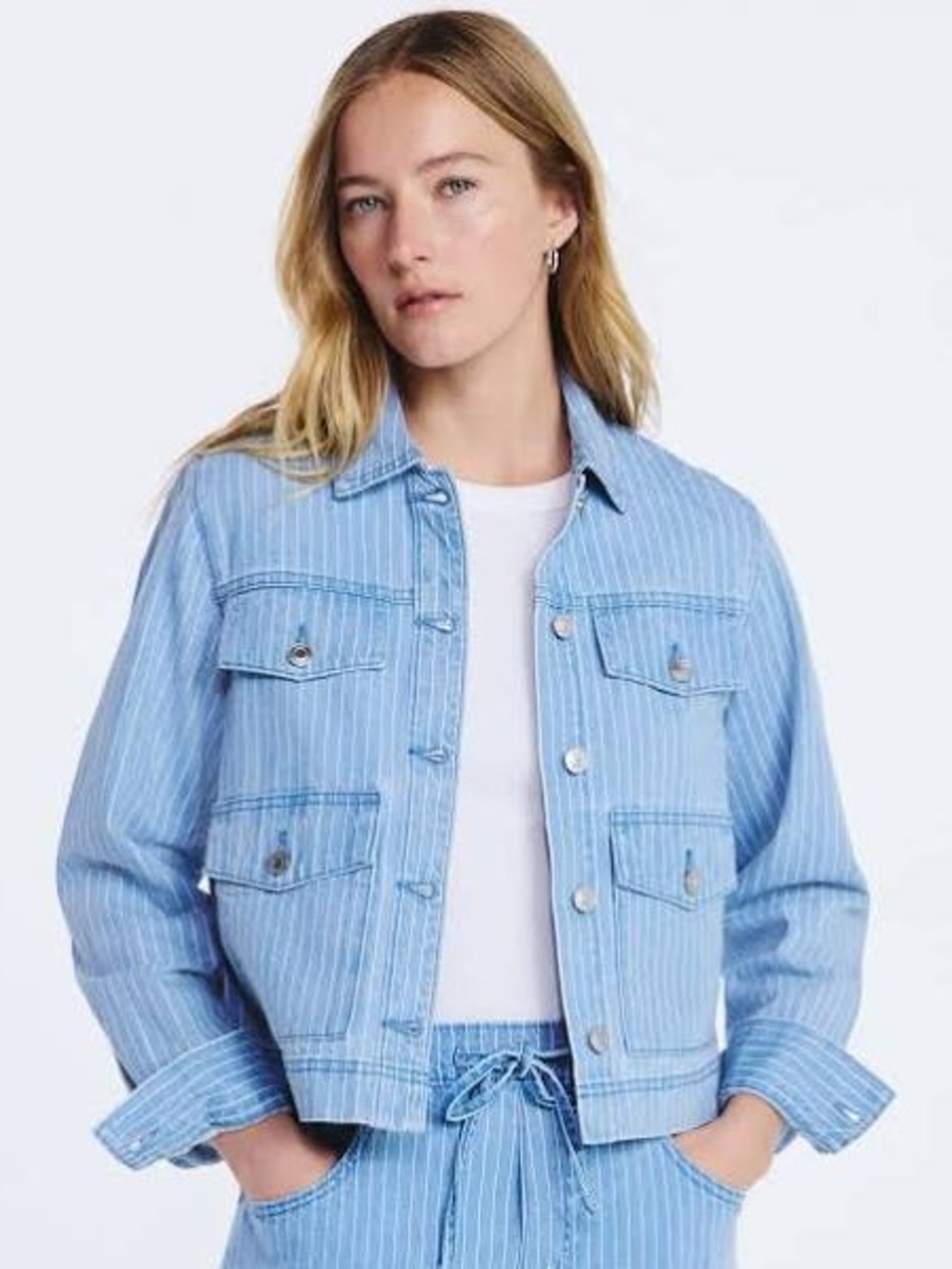 Free Assembly Women's Striped Denim Jacket Size M NWT